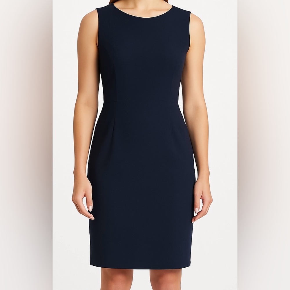 Tahari Navy Blue Career Midi Dress Size 6 - Picture 9 of 9